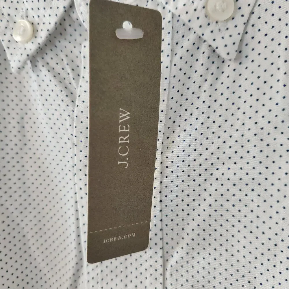 NEW J.Crew Slim Fit‎ Dot Pattern Front Button Down Shirt Size XL